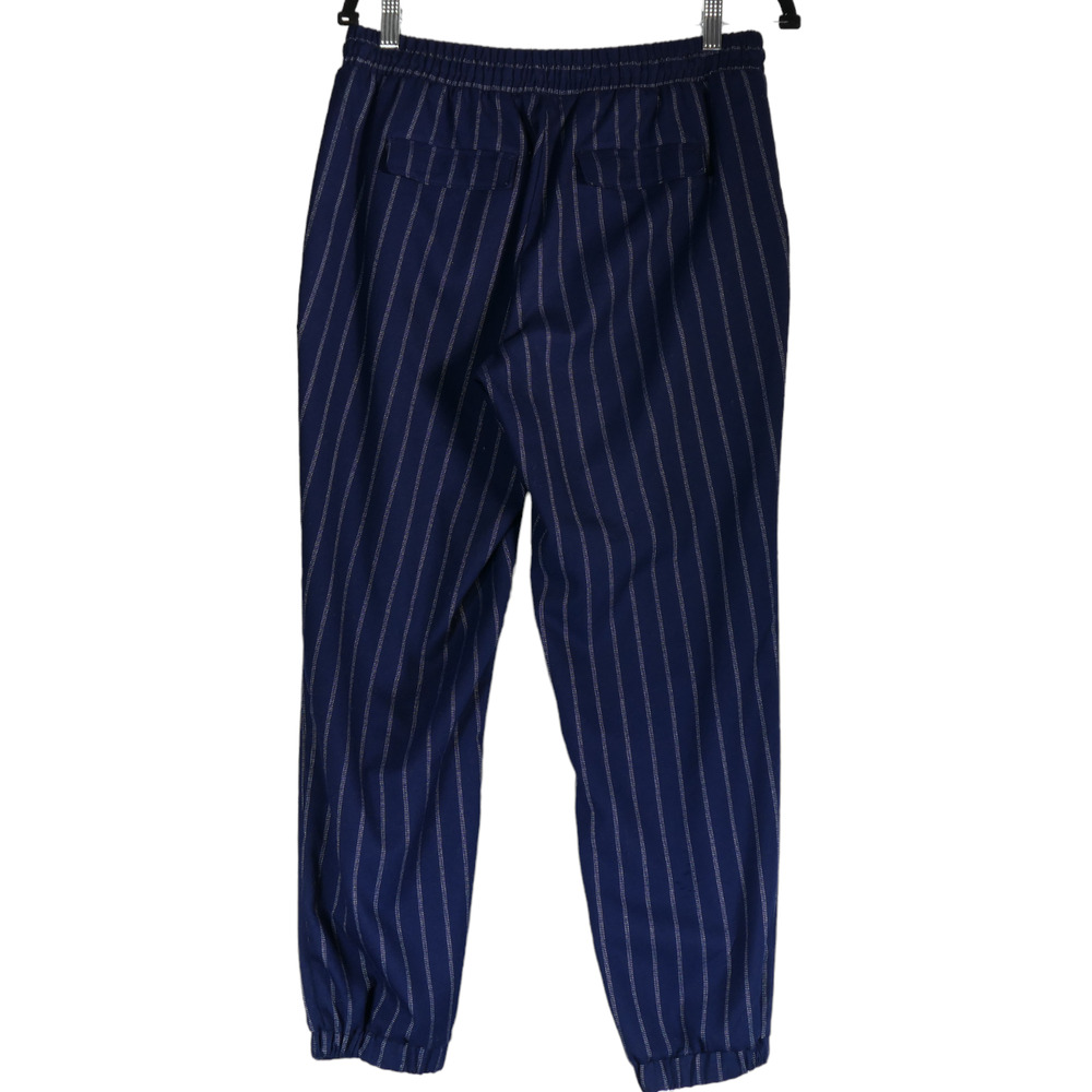 Nine West Joggers Womens Medium Blue White Pinstripes Drawstring Cuffed Pants - Picture 8 of 9